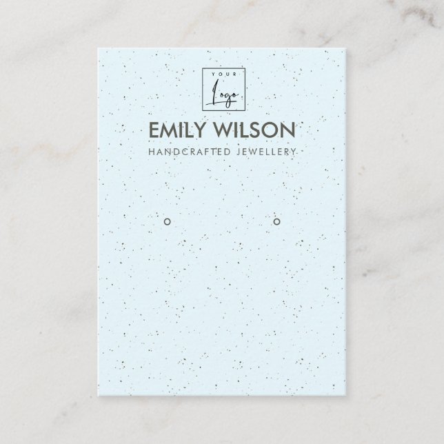 SKY BLUE CERAMIC TEXTURE EARRING DISPLAY LOGO BUSI BUSINESS CARD (Front)