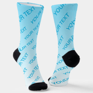 Sky Blue (changeable colour!) Ombre & Text Pattern Socks