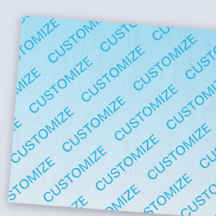 Sky Blue (changeable colour!) Ombre & Text Pattern Tissue Paper