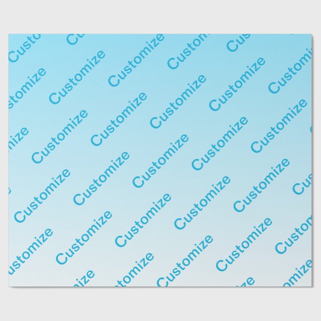 Sky Blue (changeable colour!) Ombre & Text Pattern Wrapping Paper (Flat)