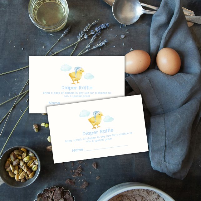 Sky Blue Chicken Cloud Diaper Raffle Baby Shower Enclosure Card (Sky Blue Chicken Cloud Diaper Raffle Baby Shower Enclosure Card)