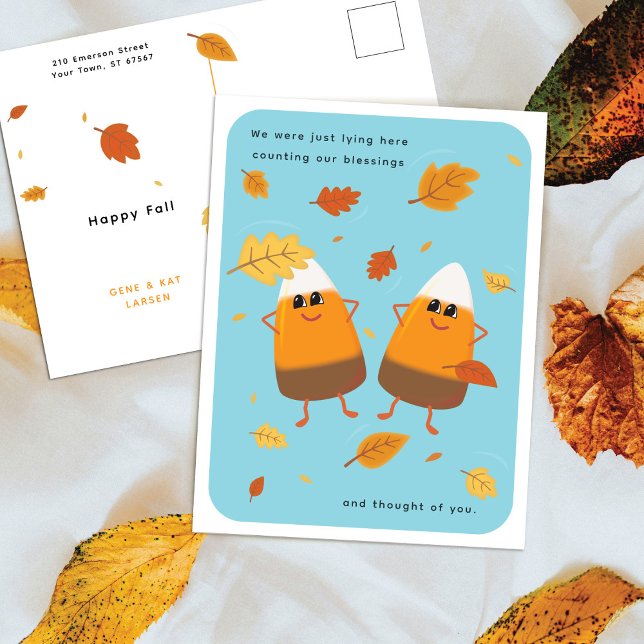 Sky Blue | Chocolate Candy Corn Duo | Thanksgiving Holiday Postcard (Creator Uploaded)