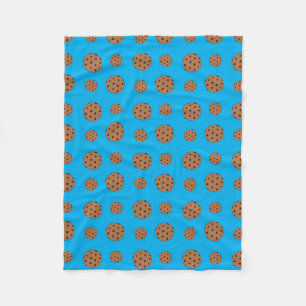Sky blue chocolate chip cookies pattern fleece blanket