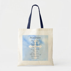 Sky Blue Christian Healing Bible Verse Get Well Tote Bag