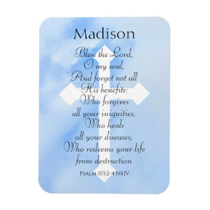 Sky Blue Christian Healing Bible Verse Name Magnet
