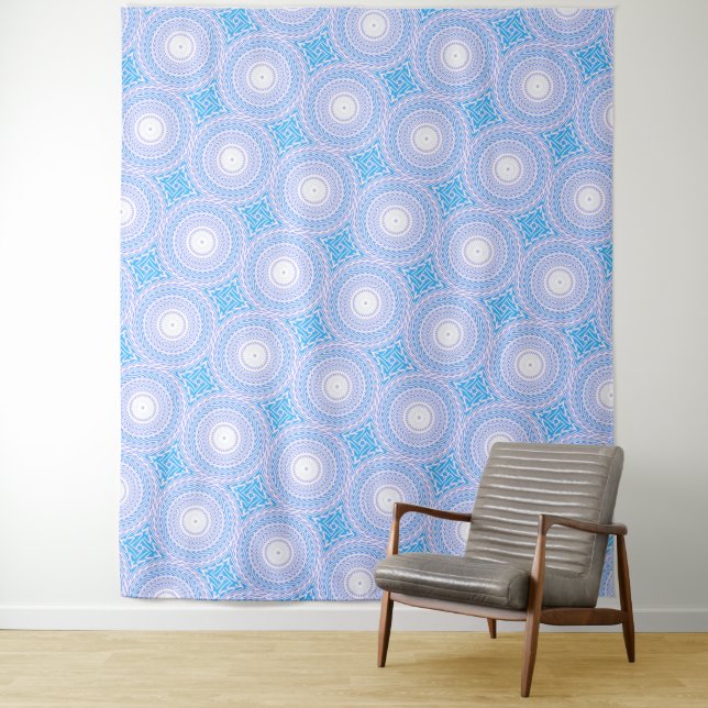 Sky blue circles pattern tapestry (In Situ)
