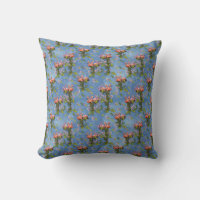 Sky blue cloudy and Flamingo's Repeat Print