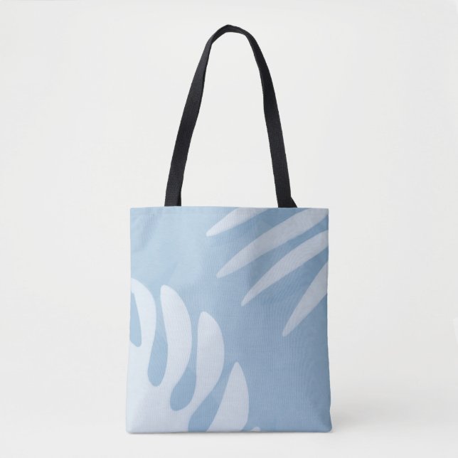 Sky Blue Coastal Palm Leaf Tote Bag (Front)