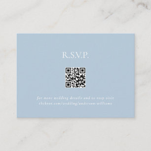 Sky Blue Contemporary QR Code Wedding RSVP Enclosure Card