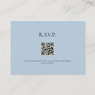 Sky Blue Contemporary QR Code Wedding RSVP II Enclosure Card