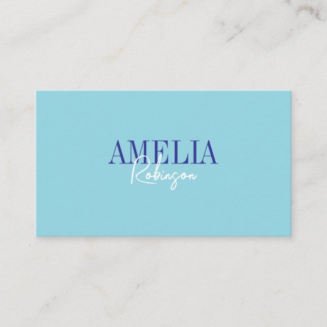 Sky Blue Contrast Stylish Business Card (Front)