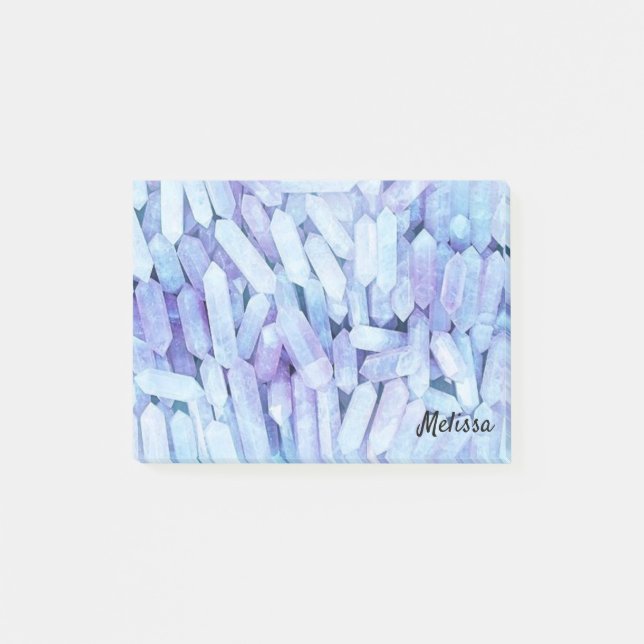 Sky Blue Crystals Personalise Name Post-it Notes (Front)