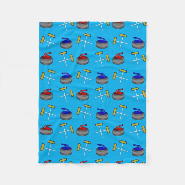 sky blue curling pattern fleece blanket (Front)