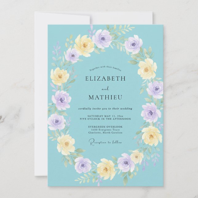 Sky Blue Dainty Spring Wedding Invitation (Front)