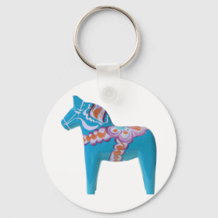 Sky Blue Dala Horse Key Ring