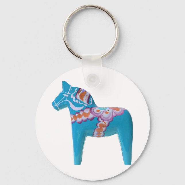 Sky Blue Dala Horse Key Ring (Front)