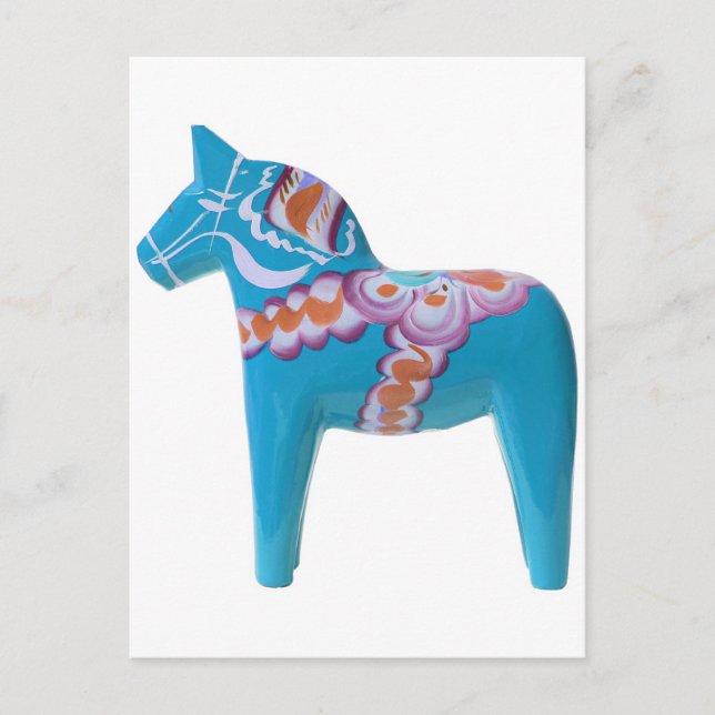 Sky Blue Dala Horse Postcard (Front)