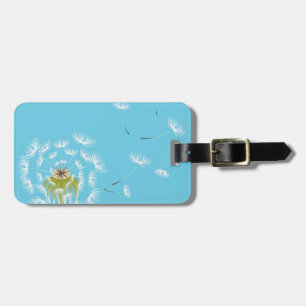Sky Blue dandelion floral nature Luggage Tag