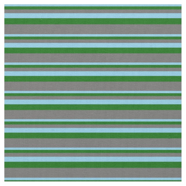 Sky Blue, Dark Green, and Dim Grey Coloured Lines Fabric (Close Up)