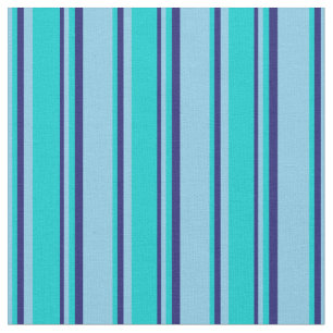 Sky Blue, Dark Turquoise, and Midnight Blue Lines Fabric