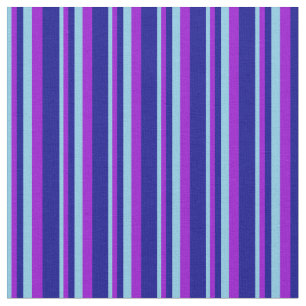 Sky Blue, Dark Violet & Dark Blue Coloured Lines Fabric