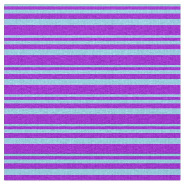 Sky Blue & Dark Violet Lines Pattern Fabric (Close Up)