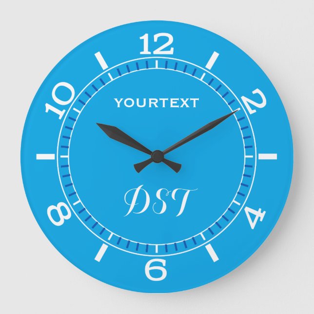 Sky Blue Decor Dial Easily Personalize This Large Clock (Front)