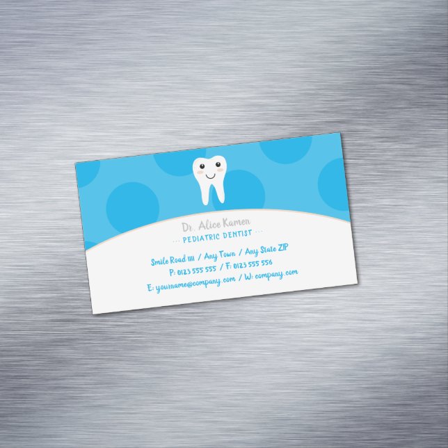 Sky Blue Dentist for kids | Paediatrics Dentist Magnetic Business Card (In Situ)