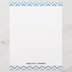 Sky Blue, Dk Grey Wht Large Chevron ZigZag Pattern
