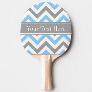Sky Blue Dk Grey Wht LG Chevron Grey Name Monogram Ping Pong Paddle