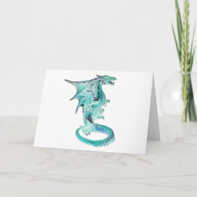 Sky Blue Dragon Greeting Card – Fantasy Sky Dragon (Front)