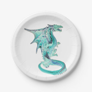 Sky Blue Dragon Paper Plate
