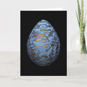 Sky Blue Egg With Swirls of Gold Holiday Card