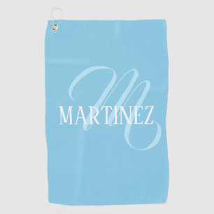 Sky Blue Elegant Personalised Name Club Golf Towel