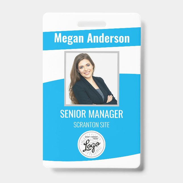 Sky Blue Employee Photo ID Badge (Front)