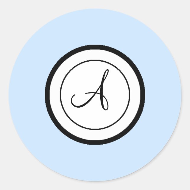 Sky Blue Envelope Seal Stickers Monogram A (Front)