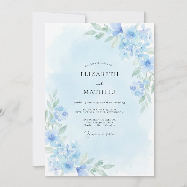 Sky Blue Ethereal Spring Wedding Invitation (Front)