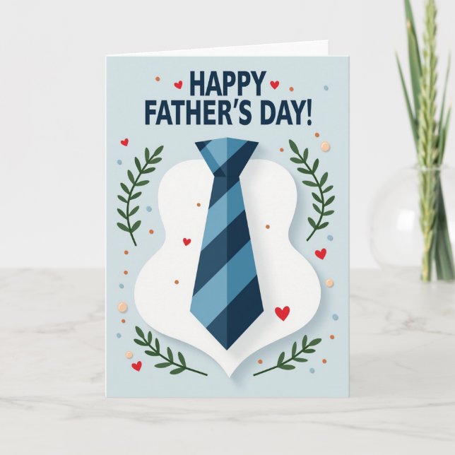 Sky Blue Fathers Day Tie Card (Front)