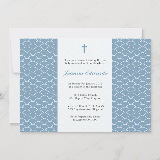 Sky Blue First Communion Personalised Invites (Front)