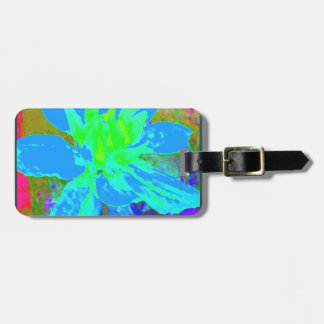 Sky Blue Floral Dahlia Flower Pattern Luggage Tag