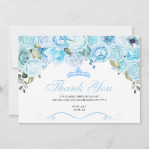 Sky Blue Floral Quinceanera Thank You