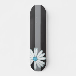 Sky Blue Floral Racing Tribal Daisy Tattoo Pattern Skateboard