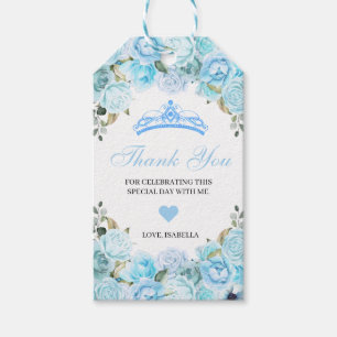 Sky Blue Floral Thank You Gift Tags