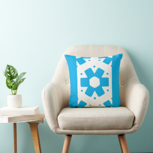 Sky Blue Flower Decor Minimal Cushion