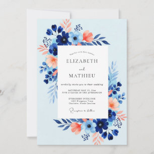 Sky Blue Fresh Coastal Wedding Invitation