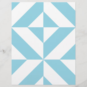 Sky Blue Geometric Deco Cube Pattern