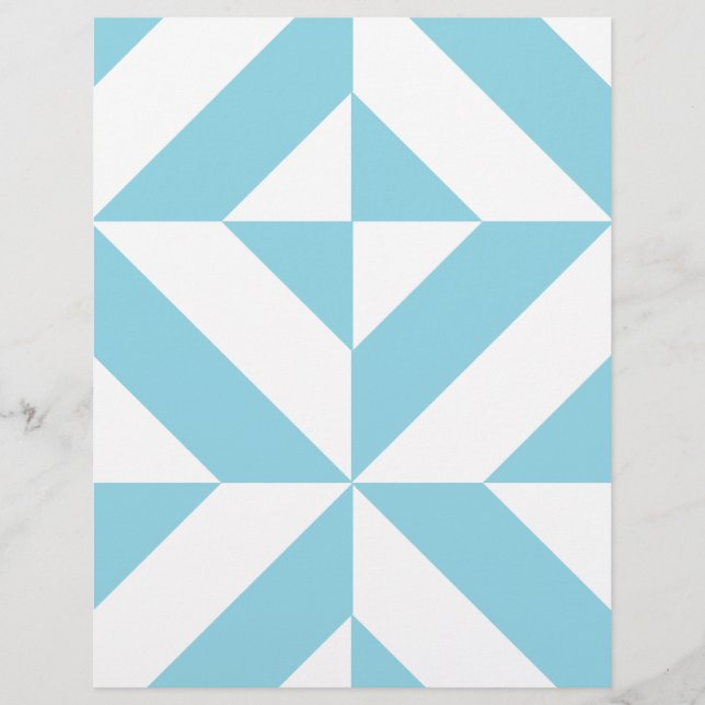 Sky Blue Geometric Deco Cube Pattern (Front)
