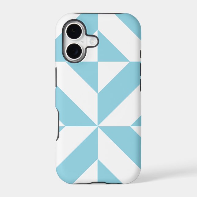 Sky Blue Geometric Deco Cube Pattern (Back)