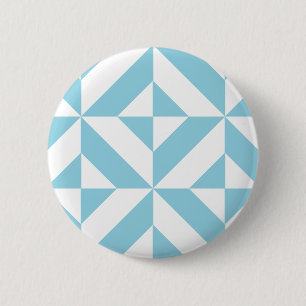Sky Blue Geometric Deco Cube Pattern 6 Cm Round Badge