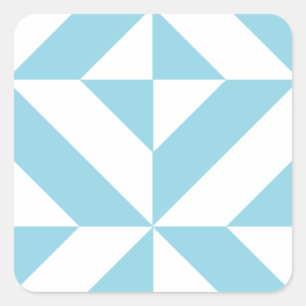 Sky Blue Geometric Deco Cube Pattern Square Sticker